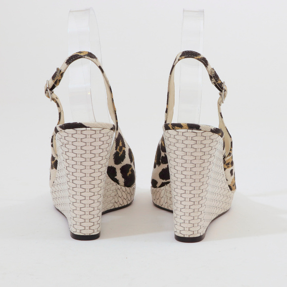 Via Spiga Animal Print Ivory Wedge Sandals 8M - Picture 5 of 8